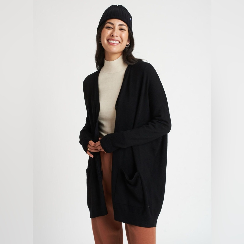 KIT & ACE Black Travel On Merino Wool Oversized Cardigan Size M/L